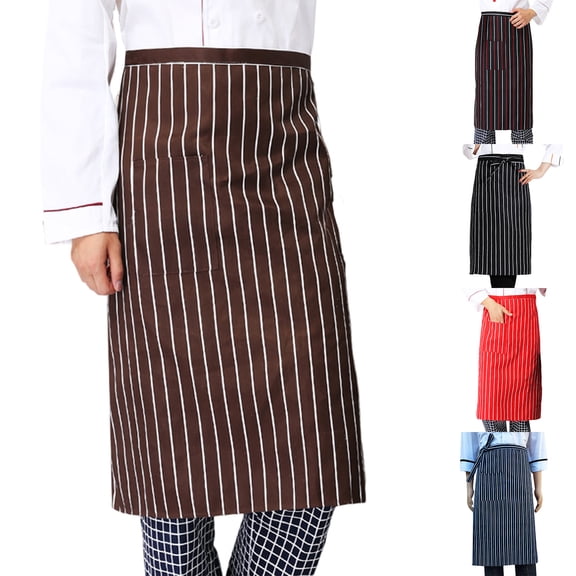 2PCS Chef Half Apron for Men and Women,Durable Waist Apron with Pockets for Kitchen and Restaurant,Black