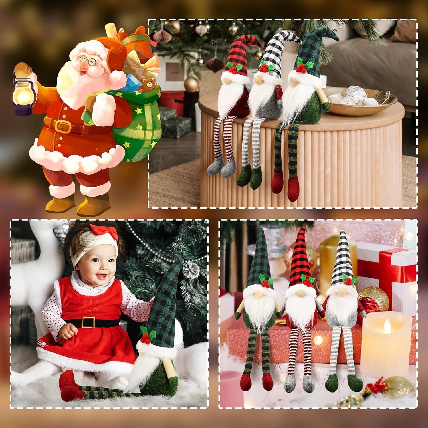 Christmas Red Cardinal Gnomes Decorations for Home, Indoor, Office- Xmas Gnomes Plush Doll - Christmas Elf Decoration Swedish Tomte - Red Cardinal Decor for Table - Gnomes Gifts for Women