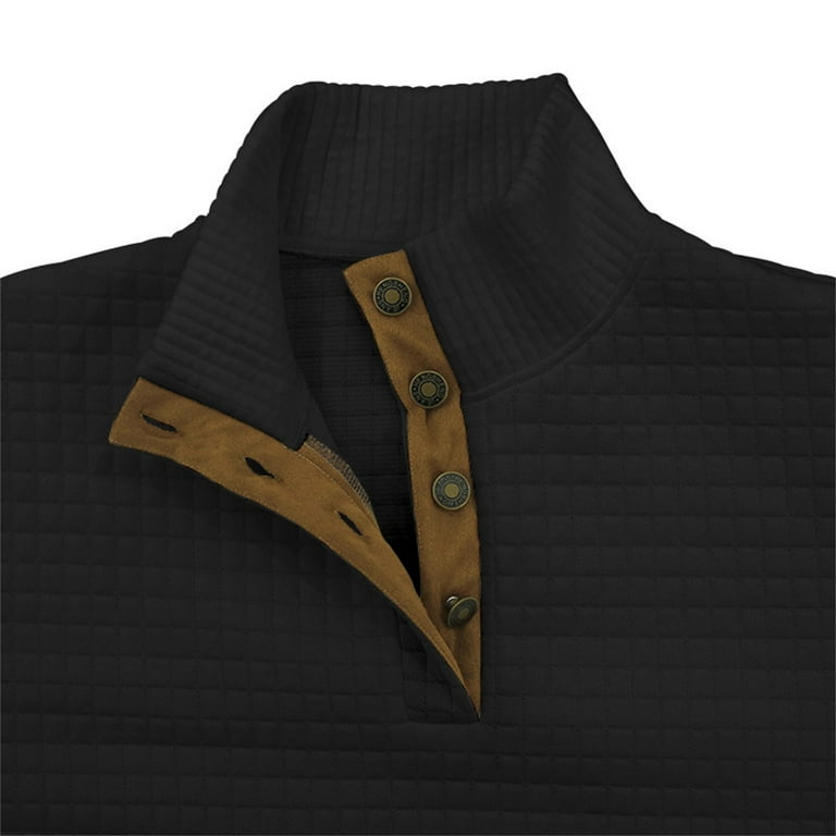 Rrunsv Men's Quilted Hoodies Casual Long Sleeve Quarter-Zip