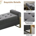 thumbnail image 4 of Aemeios 67" Velvet Storage Bench for Bedroom End of Bed with Single Lid Storage and Gold Legs, Dark Gray, 4 of 7