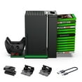 thumbnail image 1 of Soporte vertical compatible con la consola Xbox Series X, estación de carga para mandos con 2 baterías recargables de 1300 mAh para Xbox Series, cargador para mandos Xbox con 14 ranuras, 1 of 10