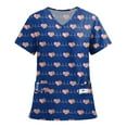 thumbnail image 2 of Garbnen Heart Print Scrubs Tops for Women Plus Size Stretch V Neck Short Sleeve Woman Shirt Xmas Valentine's Day Holiday Prints Nurse Uniforms, 2 of 6