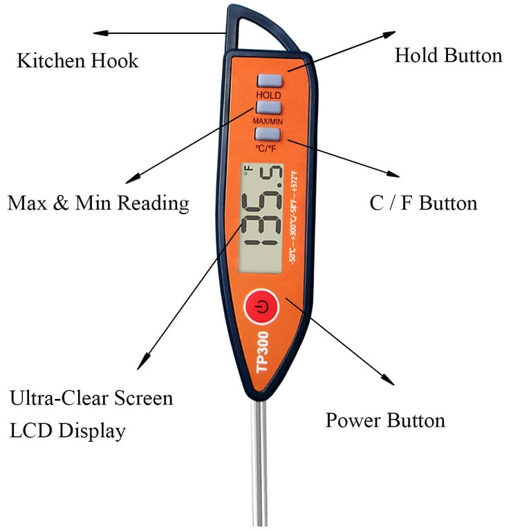 Nangoala Meat Food Thermometer Digital Milk Thermometer Candy Candle Thermometer Cooking Kitchen BBQ Grill Thermometer Probe Instant Read Thermometer