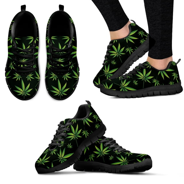 Zapatos planos con estampado 3D de hojas de marihuana y degradado de moda para mujer, zapatillas ligeras con cordones para caminar, calzado transpirable