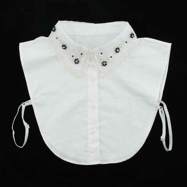 Cuello de Imitación Floral con Bordado de Encaje Desmontable para Mujer, Media Camisa, Cuello Falso Macarena Cuello falso de las mujeres