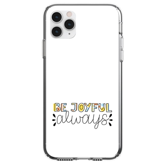 DistinctInk Clear Shockproof Hybrid Case for iPhone 13 (6.1" Screen) - TPU Bumper, Acrylic Back, Tempered Glass Screen Protector - Be Joyful Always - Rainbow Color