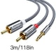 thumbnail image 2 of Essager Cable divisor de cable trenzado de 3,5 mm a RCA Cable adaptador de audio para amplificador de computadora de TV, 3 metros Inevent EL5284-04, 2 of 7