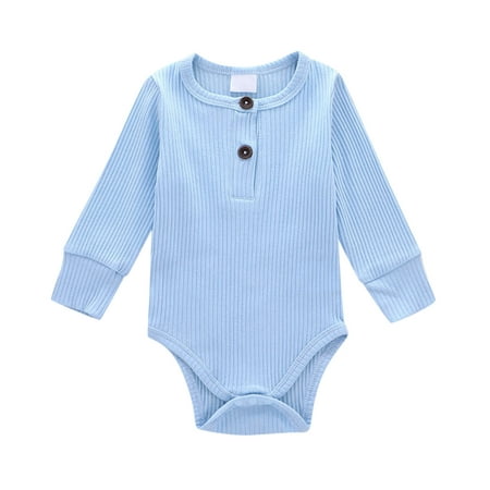 

Larisalt Baby Bodysuit Boy Winter Baby boys Quilted Long Sleeve Cotton Bodysuits Sky Blue