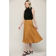 thumbnail image 5 of Made by Johnny Women's High Elastic Waist Pleated Mid A-Line Swing Skirt S MUSTARD_POLKA, 5 of 6