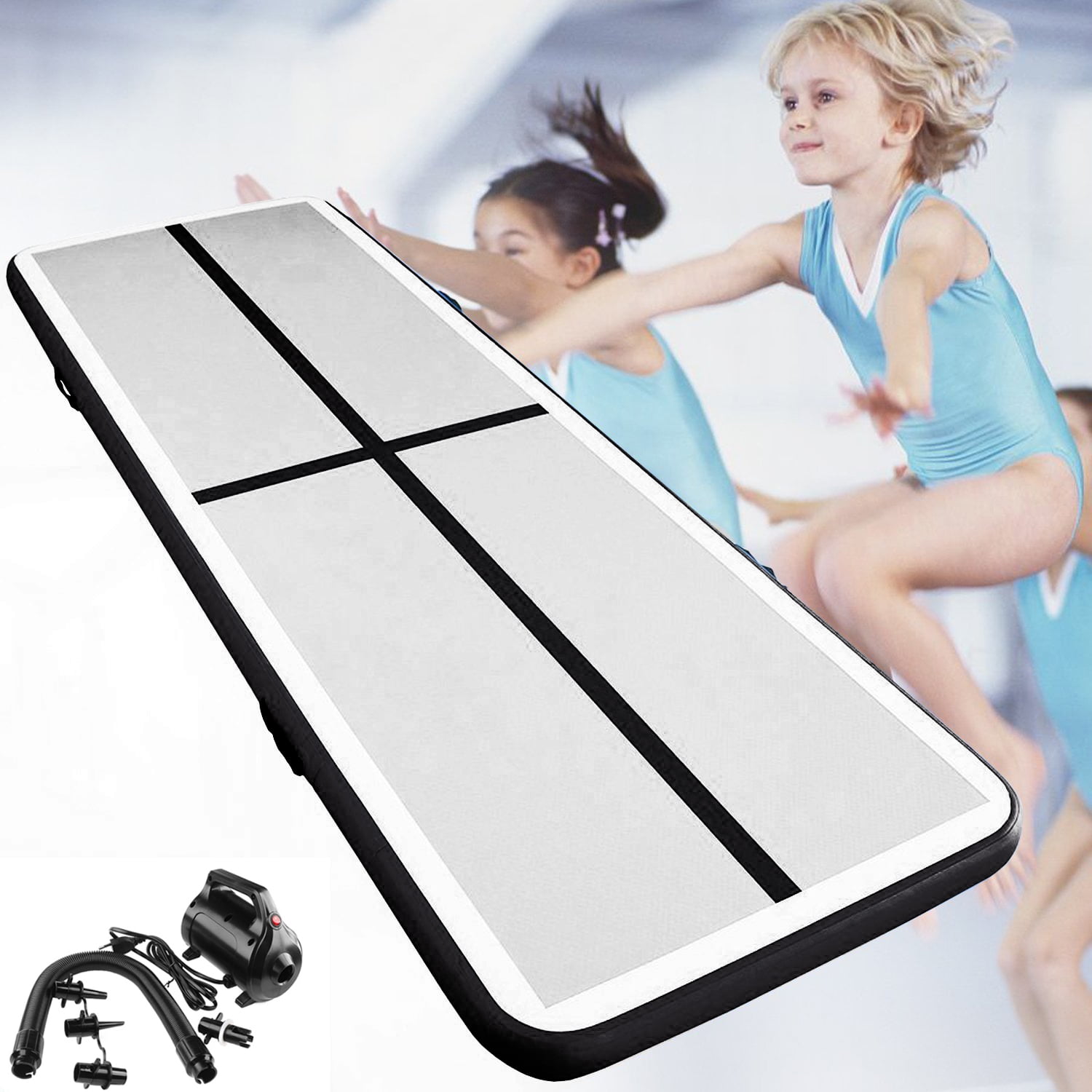 FBSPORT Air Track Infaltable Gymnastic Mat, 20 ft x 3 ft x 4 in