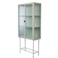 thumbnail image 2 of Retro Fluted Glass Storage Cabinet with Two Detachable Shelves, Dual Doors Corner Cabinet Buffet Sideboard with Metal Frame, Dust-free Tall Accent Cupboard with Storage for Living Room, Beige White, 2 of 7