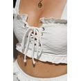 thumbnail image 4 of POGLIP Women's White Ruffled Lace-Up High Waist Bikini Swimwear, 4 of 6