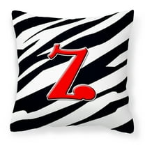 Carolines Treasures CJ1024-ZPW1414 Letter Z Initial Monogram - Zebra Red Fabric Decorative Pillow, 14Hx14W, multicolor