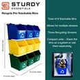 thumbnail image 2 of Sturdy Essentials Multi Recycling System, 9-Pack, 6 Gallon Stackable Bins, Blue/Yellow/Green, 2 of 6