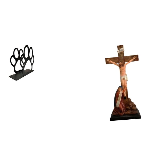 Servilletero de hierro,Servilletero con forma de pata,color negro,Estatua católica,Colección religiosa de la estatua de la Virgen María,Figura de la cruz de Jesús Escultura católica