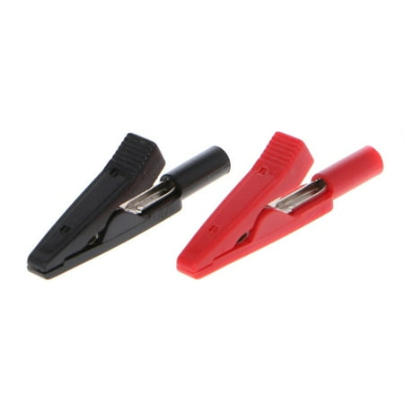 

2Pcs Insulated Alligator Clip 2mm Banana Female Adapter Meter Test Black+Red