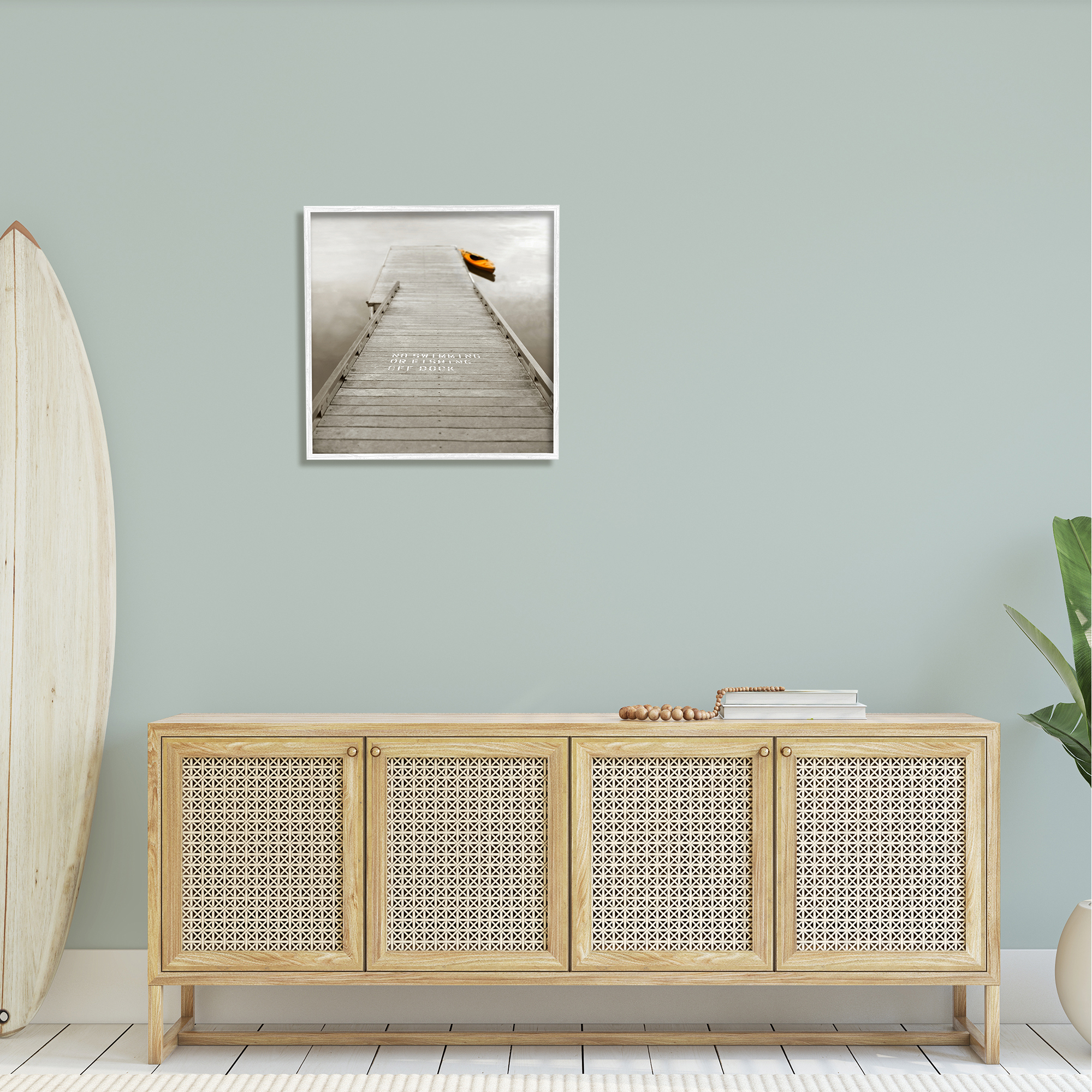 Stupell Summer Lake Dock Kayaking Landscape Photography White Framed Art Print Wall Art