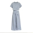 thumbnail image 3 of Girls 2 Piece Formal Outfits Peplum Vest & Elastic Waist Pleated Wide Leg Pants Elegant Kids Clothes Grey Size 5-7 Years, 3 of 6