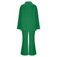 thumbnail image 6 of ZACPNCV Women's Solid Color Matching Long Sleeve Button Coat Trousers Suit Green, 6 of 7