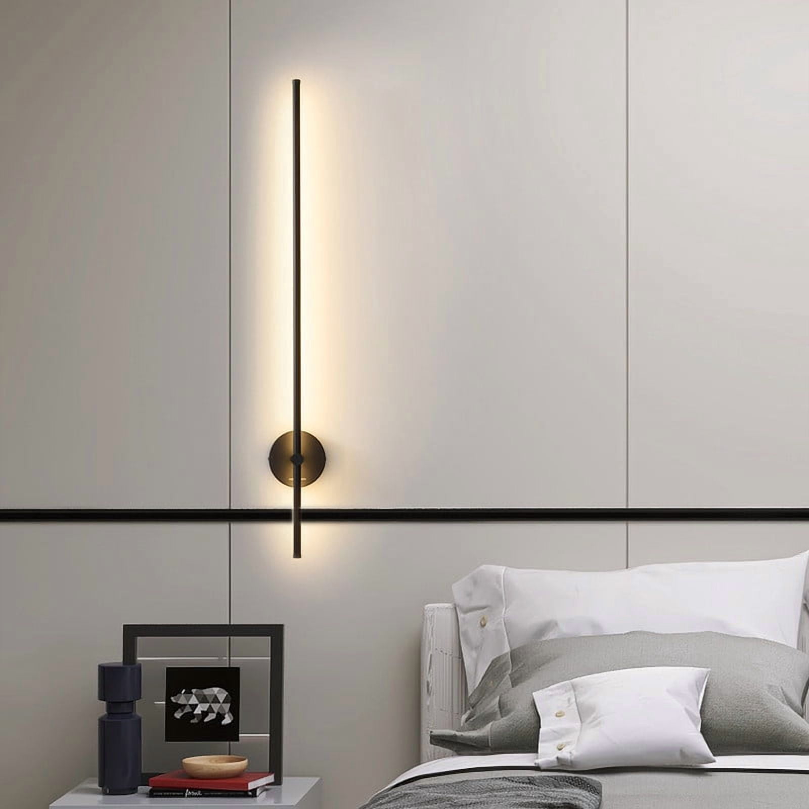 Deyidn Modern Wall Sconce Set of 2, 3000K-5000K Dimmable Hardwired Black Led Wall Sconce with Remote Control, 350° Swivel RGB Multicolor Ambience Lights for Living Room,Bathroom
