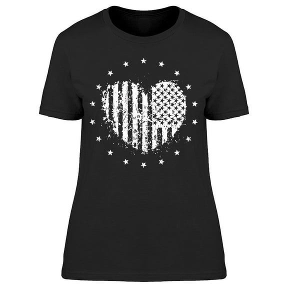 American Flag, Heart Shaped T-Shirt Women -Image by Shutterstock, Female Large