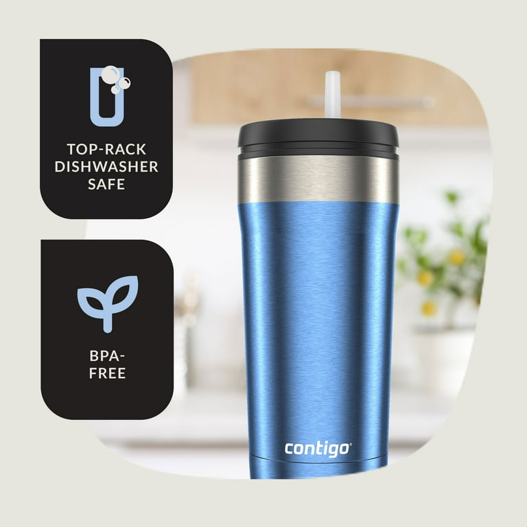 Contigo Uptown Dual-Sip Stainless Steel Tumbler with Straw Blue