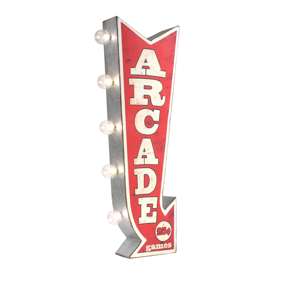 Arcade Double-Sided LED Arrow Shaped Sign Man Cave Decor 