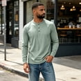 thumbnail image 7 of Resicozy Mens Henley Shirts Long Sleeve Casual T-Shirt Basic Lightweight Pullover Tees Mint Green L, 7 of 7