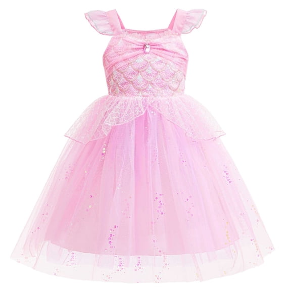 Little Girls Princess Dress Birthday Party Dress Halloween Cosplay Outfits for Kids 3-8 Years