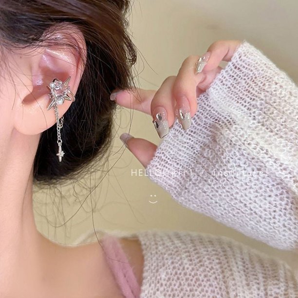 Clip para la oreja con borlas de estrella y circonita de estilo coreano de moda Love Mang, diseño de nicho para mujer, clip para la oreja personalizado simple que combina con todo