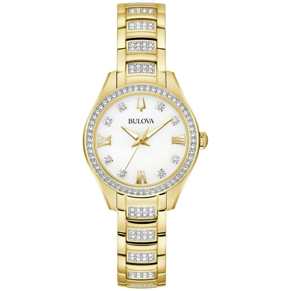 Bulova Women's Crystal Gold-Tone PVD Stainless Steel Quartz Watch 98L306
