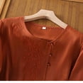 thumbnail image 5 of WCMZJ Long Sleeve Cotton Linen Shirts for Women Dressy Casual Side Button Down Embroidered Tops Loose Comfy Fall Blouses Red L, 5 of 5