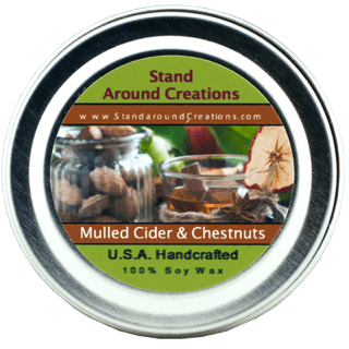 Hot Mulled Cider - MULLED CIDER & CHESTNUTS TIN 2-OZ. ALL NATURAL SOY CANDLE