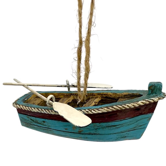 Row Boat Ornament with Oars Holiday Christmas Tree Decoration