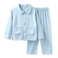 thumbnail image 2 of Mifsaly Pajama Sets for Girls Boys 2 Piece Plaid Long Sleeve Button Down Sleepwear and Long Pants Kids Toddler Soft Breathable Lounge Cotton Nightwear, 2 of 5