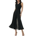 thumbnail image 4 of INSPIRE CHIC Women's Wide Leg Jumpsuits Chiffon V Neck Cocktail Sleeveless Jumpsuit 2XL Black, 4 of 6
