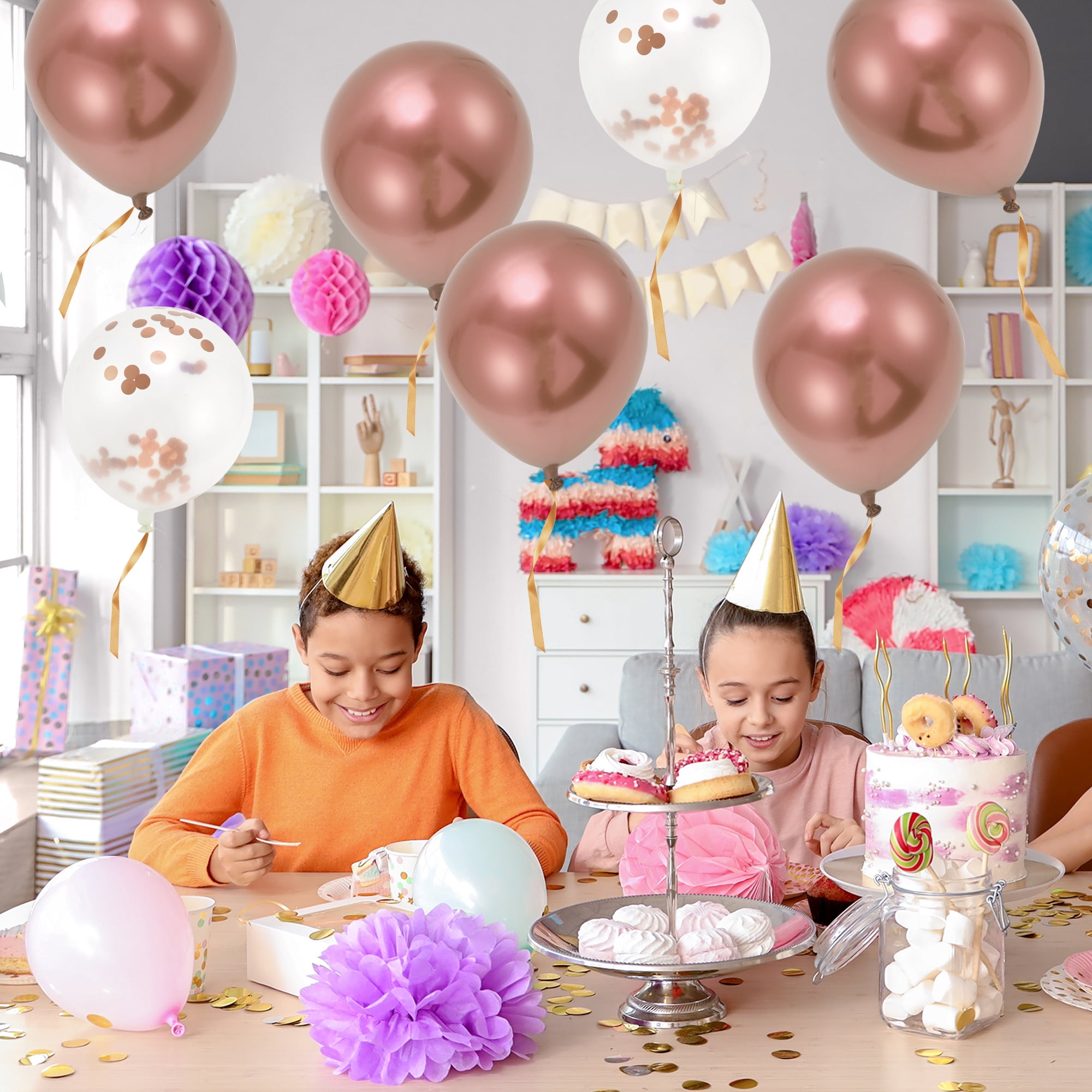 Unique Bargains 16Pcs Latex Party Wedding Graduation Anniversary Decoration Rose Gold Tone