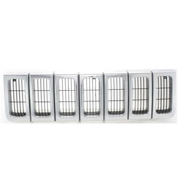For 96-98 Grand Cherokee Front Grille Assembly Chrome Shell w/Dark Silver Insert