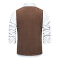 thumbnail image 6 of RYDCOT Men's Vintage Western Corduroy Suit Vest Casual Slim Fit V-Neck Single-Breasted Dress Waistcoat Coffee, 6 of 9