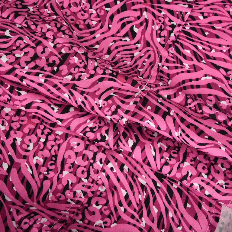 Short black and pink zebra-print dress