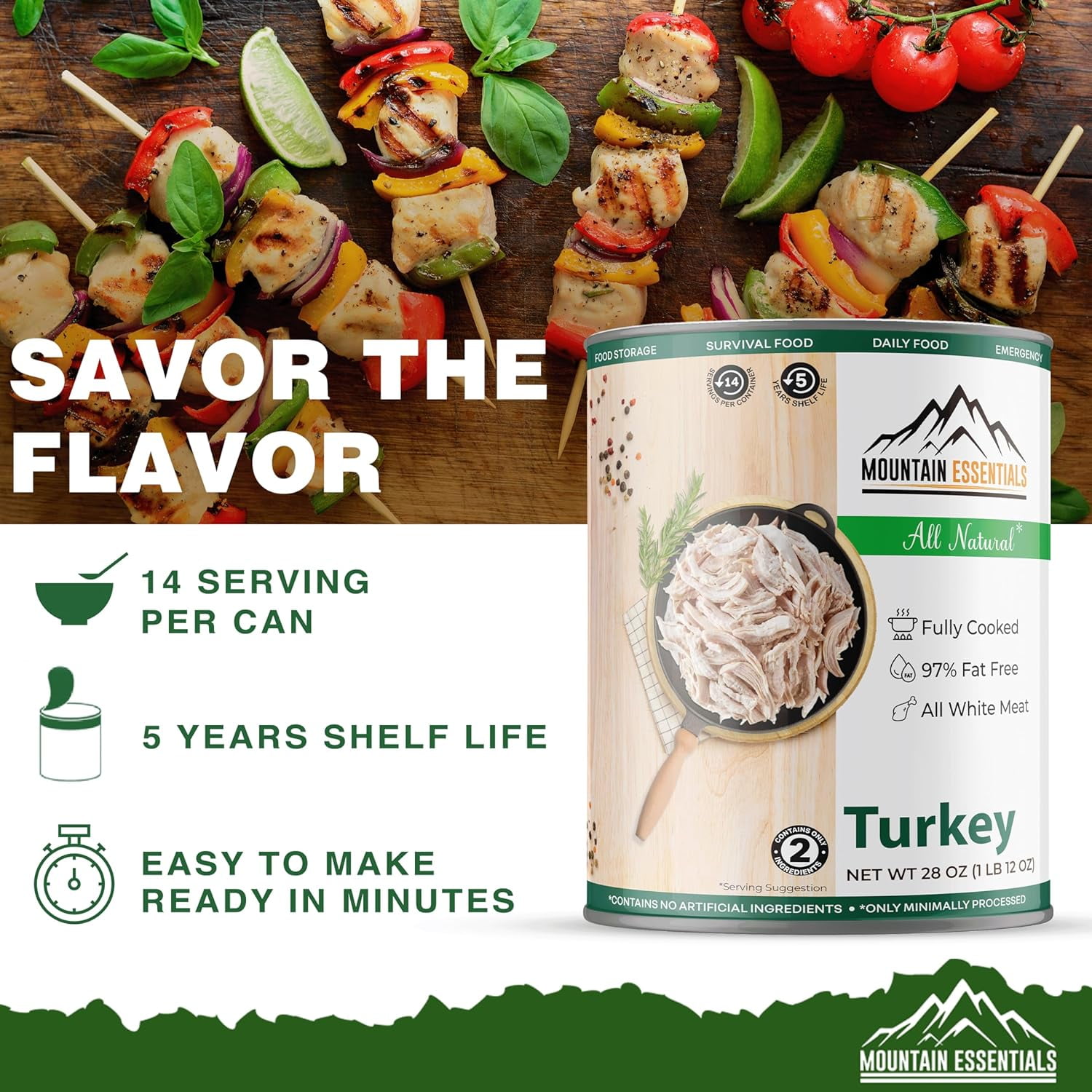 Mountain Essentials All Natural Canned Turkey 28 oz | Fully Cooked