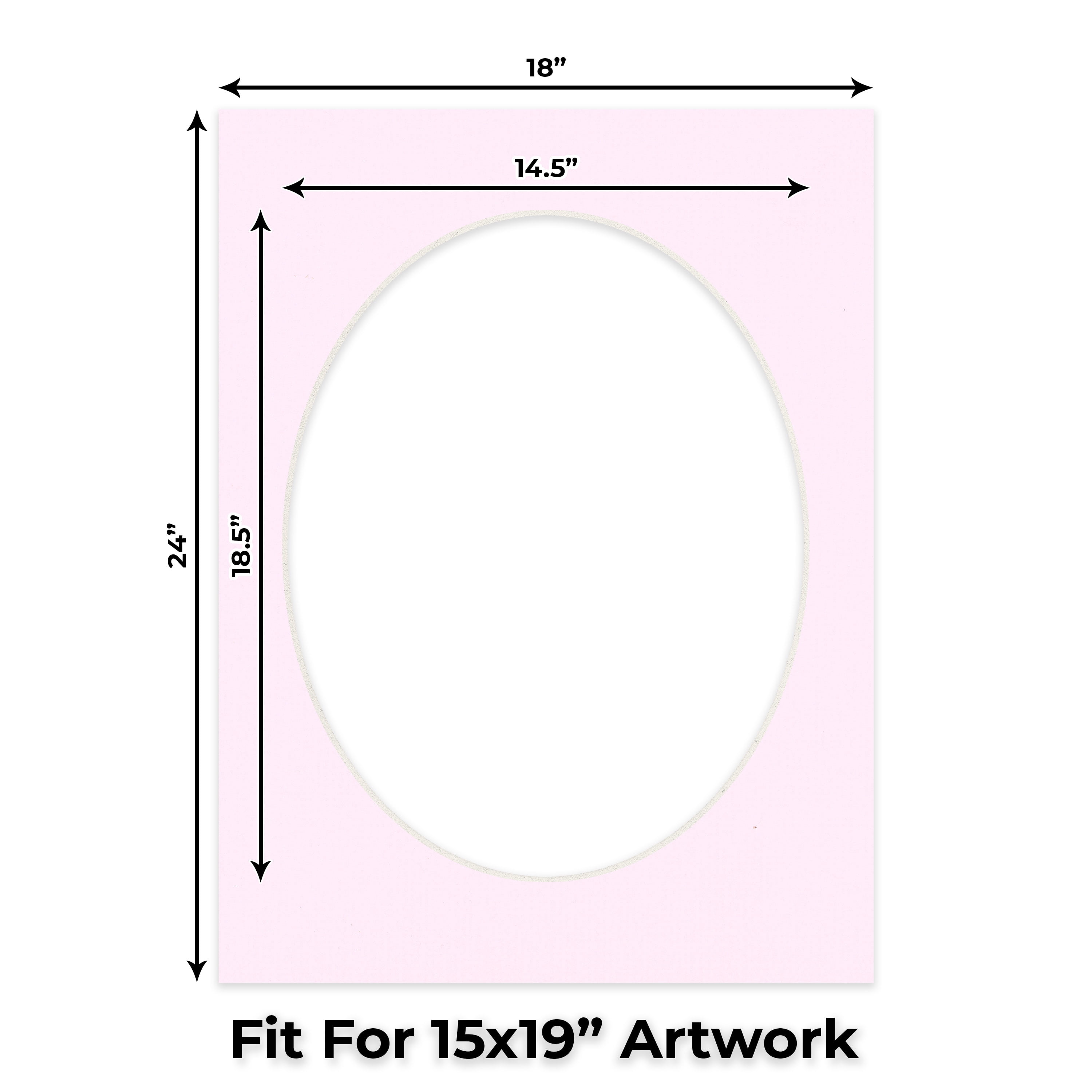 Hollyhock Pink Picture Frame Mat for 18x24 Frames - Oval Opening for 15x19 Photos - 25 Mats