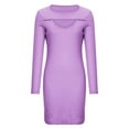 thumbnail image 5 of Lilgiuy Women Casual Buttocks Round-Neck Solid Slimming Long Leeve Dress Purple Fall Dresses for 2022 Spring Winter, 5 of 5