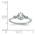 thumbnail image 2 of White Sterling Silver Ring Band Gemstone Diamond Aquamarine Blue, 2 of 2