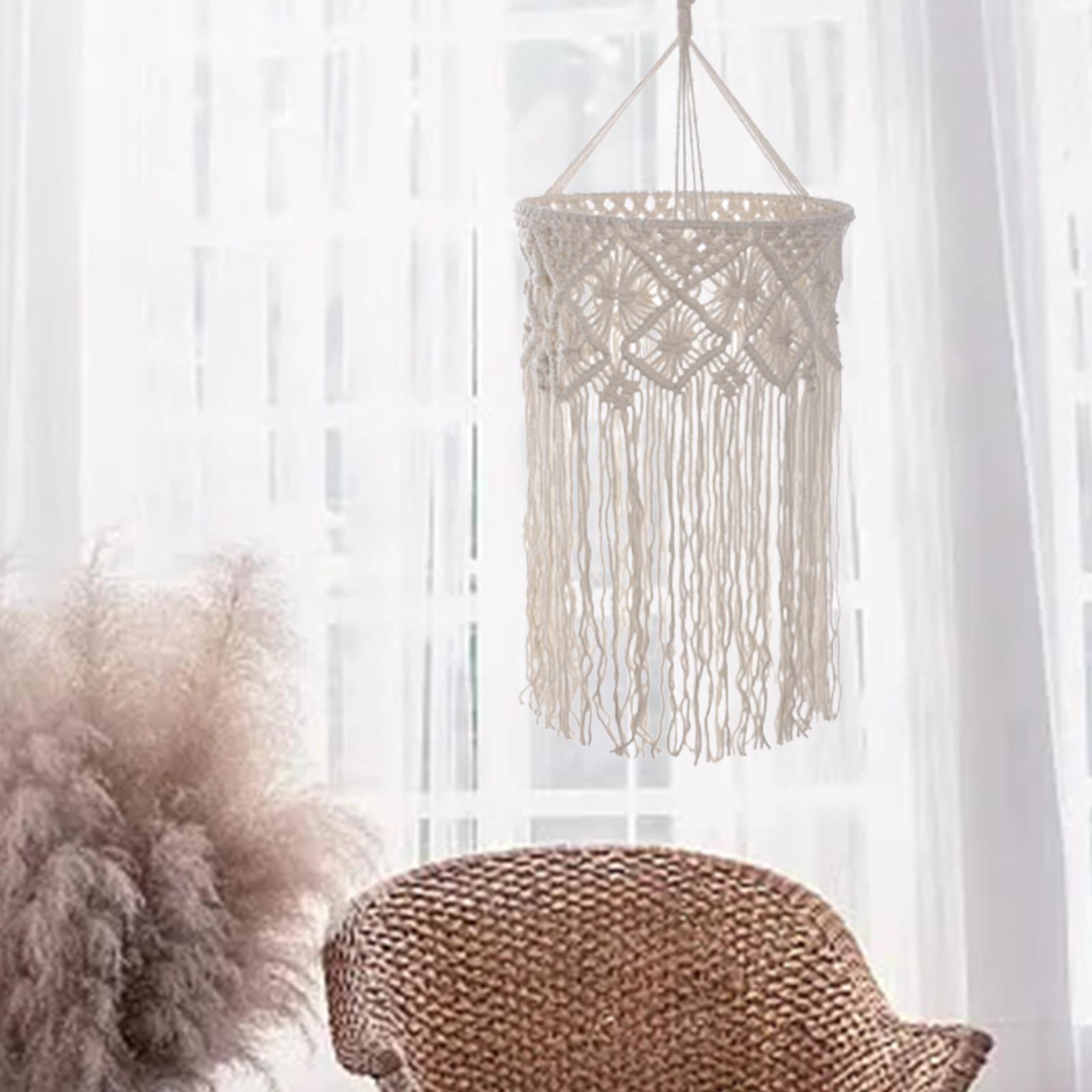 Boho Lampshade Hand Woven Light Shade Replacement DIY Lighting Fixtures Macrame Hanging Lamp Shade for Living Room Dorm Room Dining Table Style A