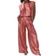 thumbnail image 1 of Conjunto de dos piezas para mujer con chaleco brillante y pantalones anchos: conjunto de top corto sin mangas y cuello redondo, tallas S-XXXXXL, 1 of 8