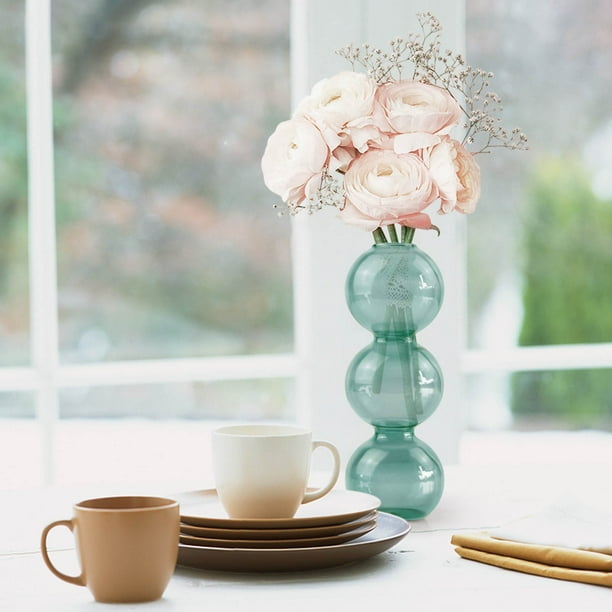 TERGAYEE Glass Bubble Vase,Unique Small Flower Vases for Centerpieces,4 Ball Bud Vase Centerpiece Glass Vase Home Party Office Tabletop Decor