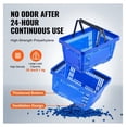 thumbnail image 3 of Plastic Shopping Baskets 24L, Set of 12, Grocery Baskets with Handle & Stand, 16.73 x 11.61 x 8.86 in, Portable Store Baskets for Retail, Supermarket, Shopping - Blue, 3 of 7
