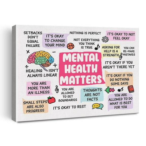 Therapy Office Mental Health Poster Canvas Wall Art for Decor - Motivational Mental Health Matters Canvas Print Wall Art poster