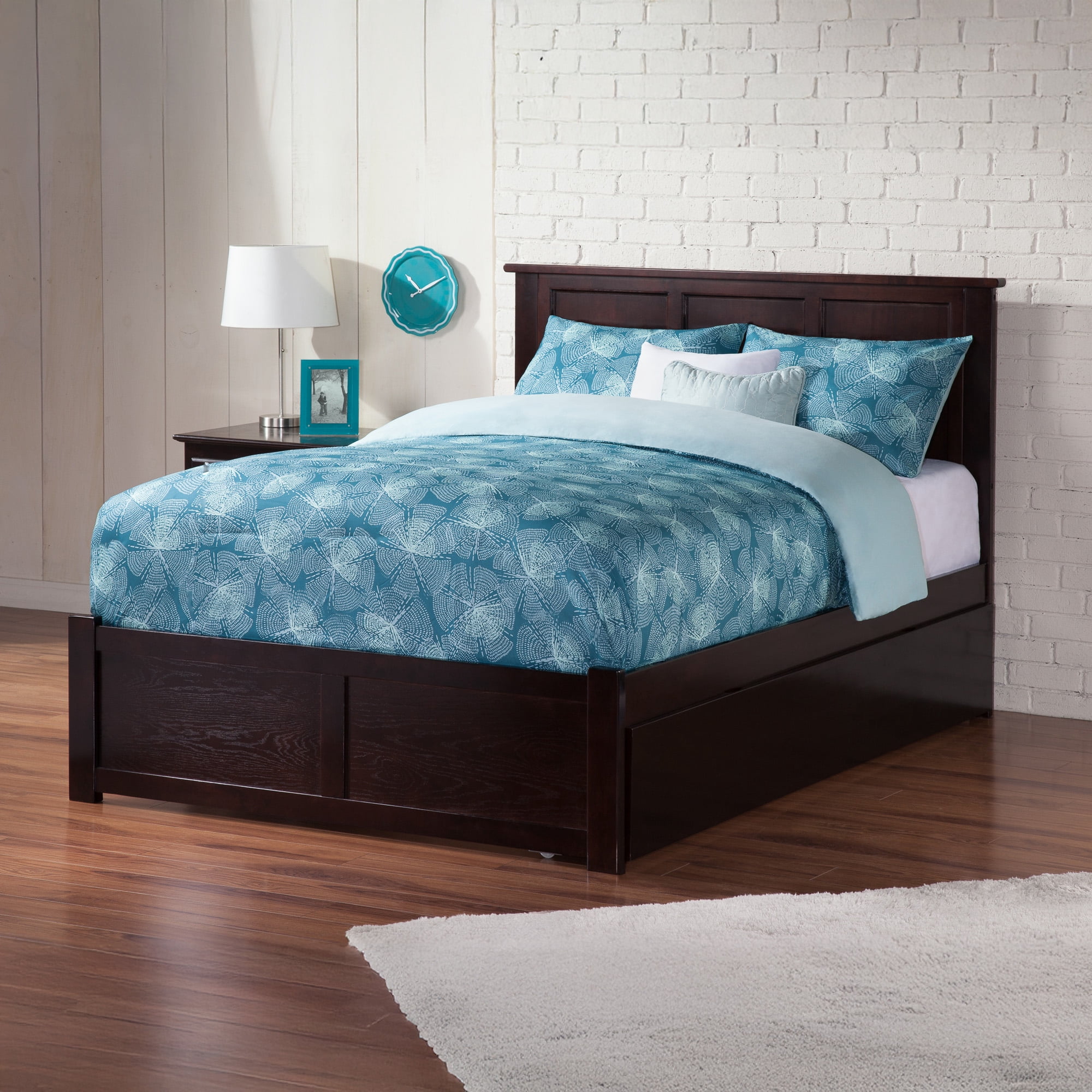 AFI Madison Full Solid Wood Platform Bed with Footboard & Full Trundle, Espresso